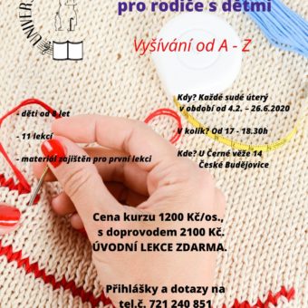 Kurz vyšívání nejen pro rodiče s dětmi